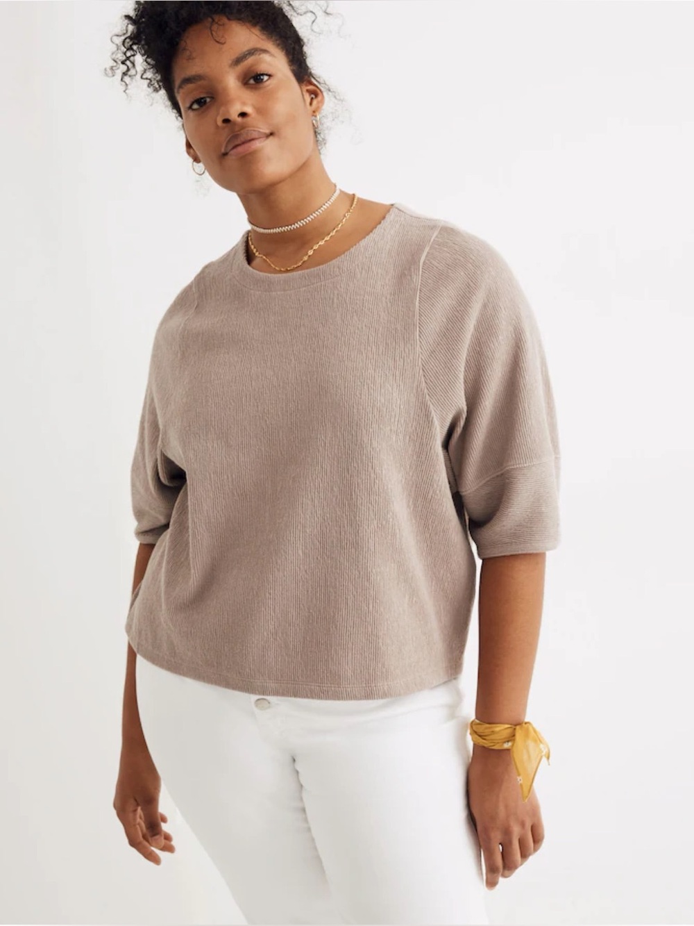 Madewell Ottoman Jacquard Button-Back Top